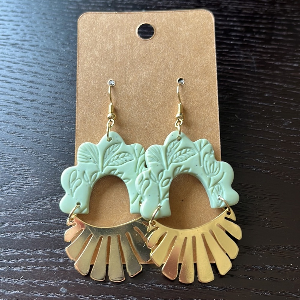 Boutique Floral Stamped Earring with Gold Accents